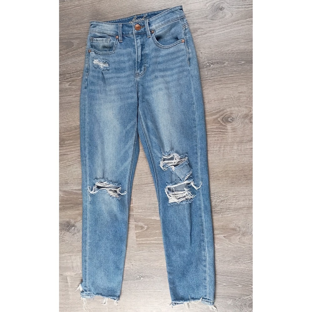 OFLUCK Womens Jeans Size 2‎ Frayed Raw Hem Distressed Denim
